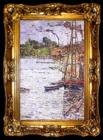 framed  Childe Hassam The Mill Pond at Cos Cob, ta009-2